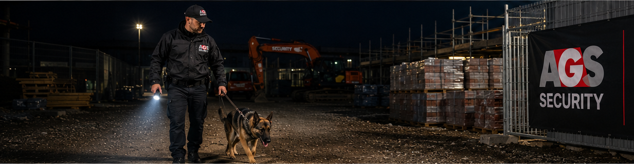 AGS Security dog handler conducting a professional night patrol