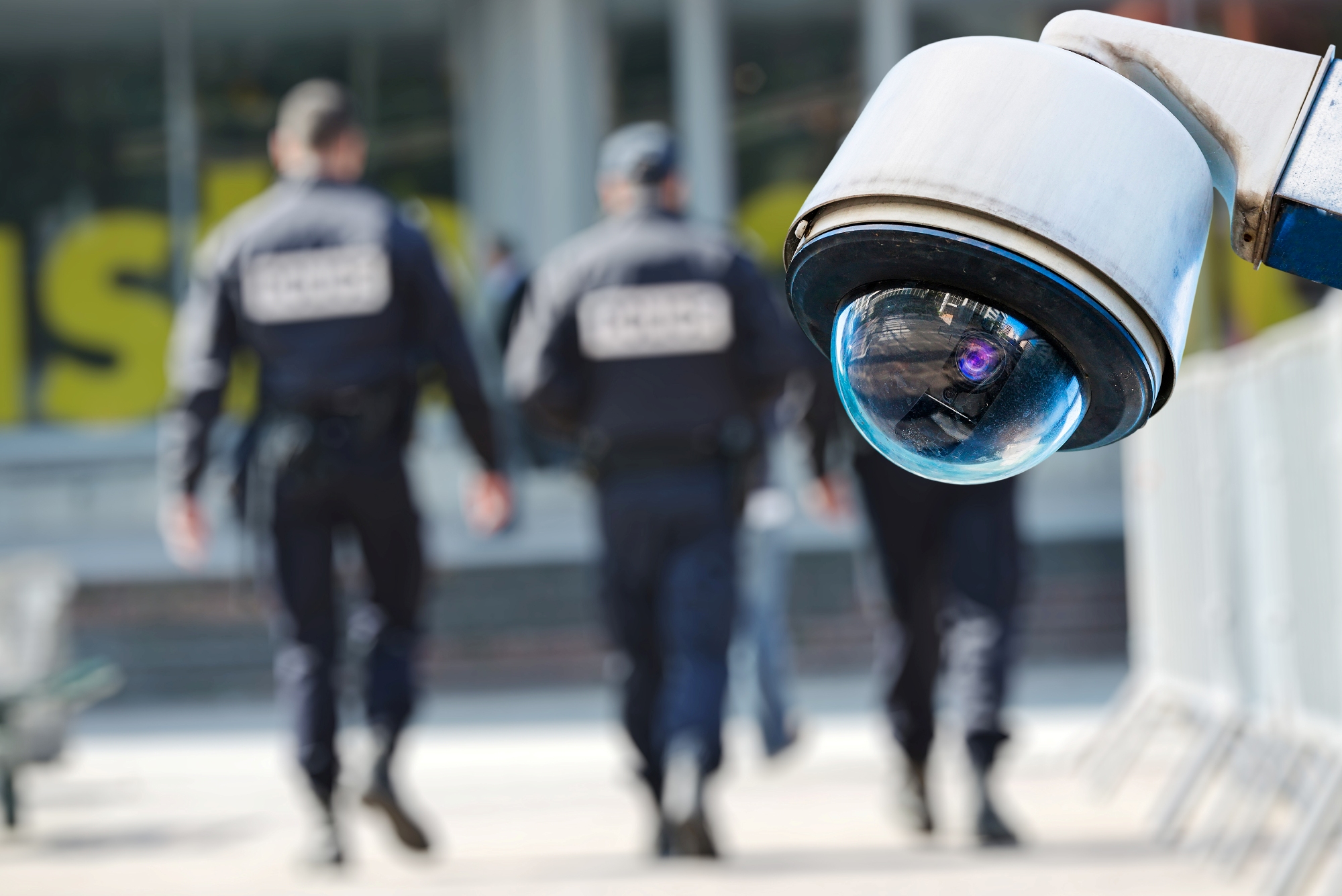 CCTV monitoring camera covering a secured site perimeter