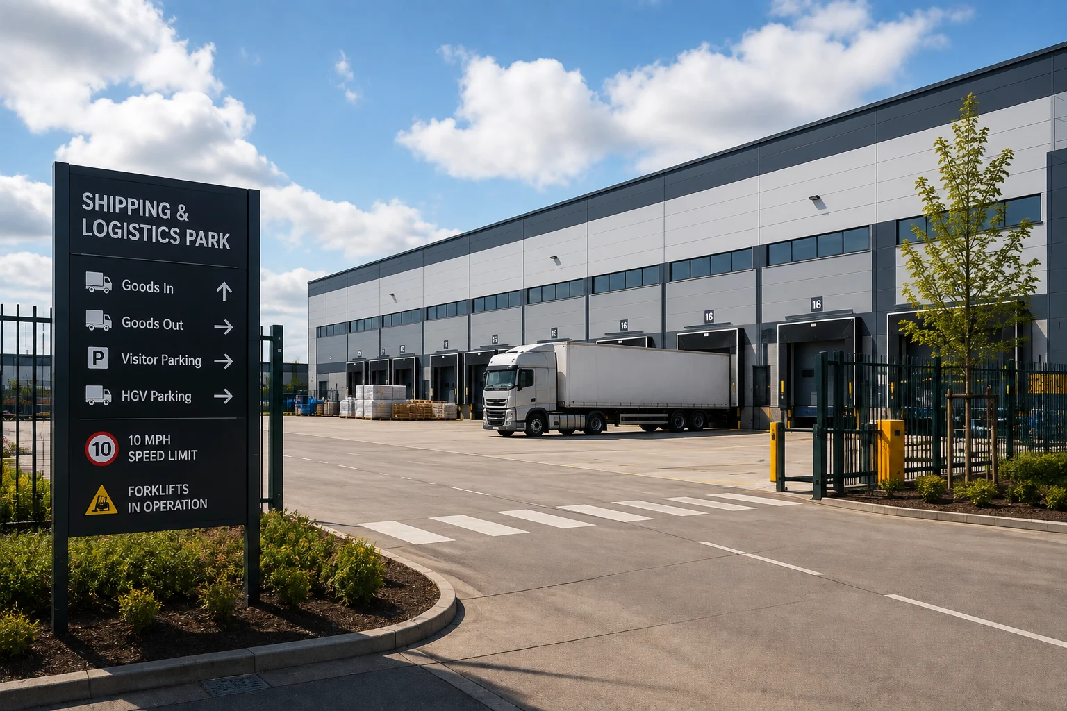 Commercial distribution site of the kind attended by AGS Security alarm response officers