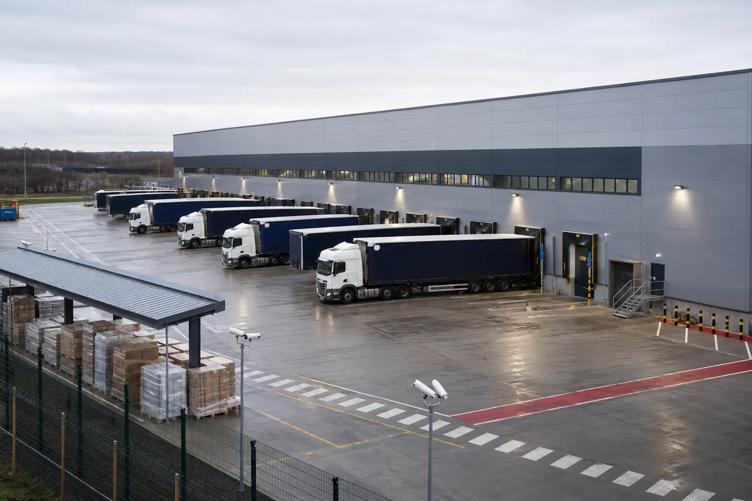 Distribution yard where CCTV monitoring supports access control