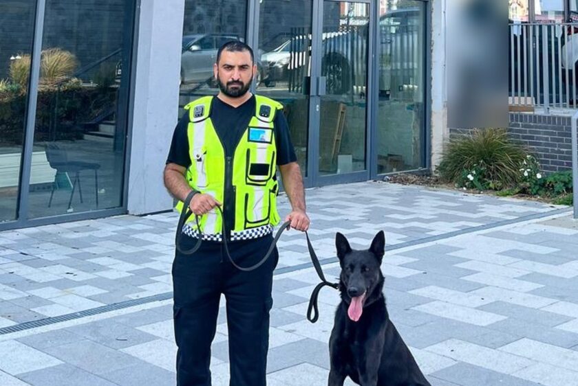 AGS Security K9 handler and patrol dog providing vacant building security in South London